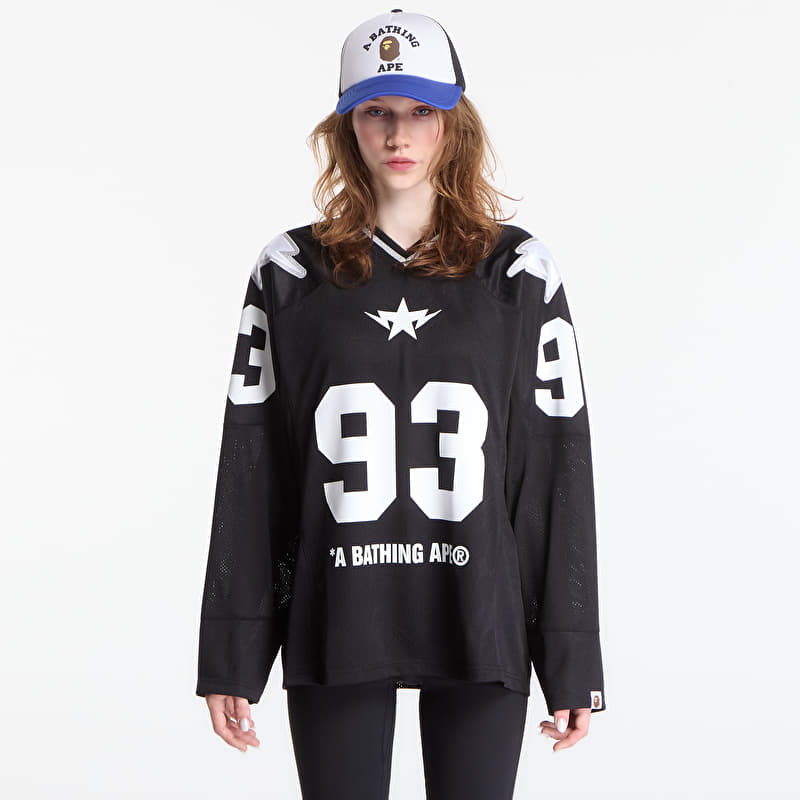 Jersey A Bathing Ape Line Camo Multi Logo Cropped Fit Football Jersey UNISEX Black