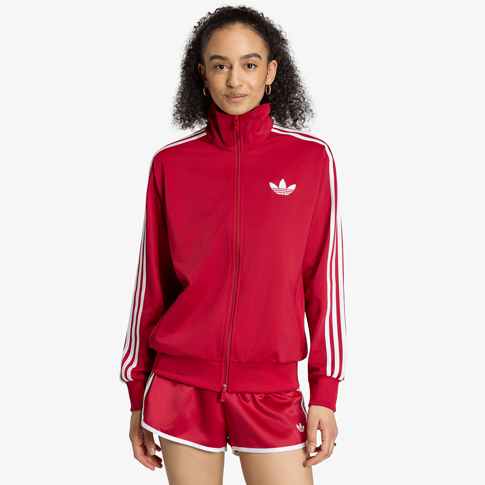 Hoodies voor dames adidas Firebird Track Top Loose Team Victory Red/ White