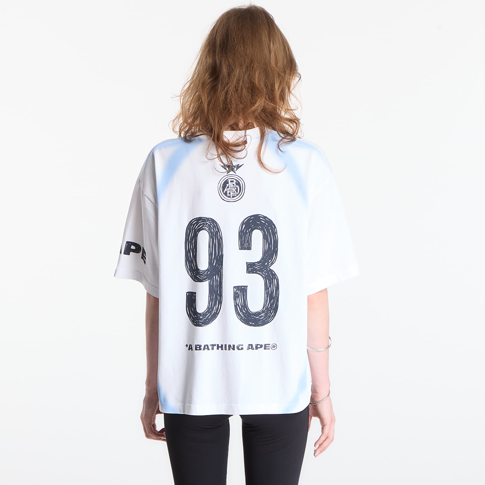T-Shirts A Bathing Ape Heavy Wash Hand Draw Football Multi Logo Relaxed Fit Tee UNISEX White