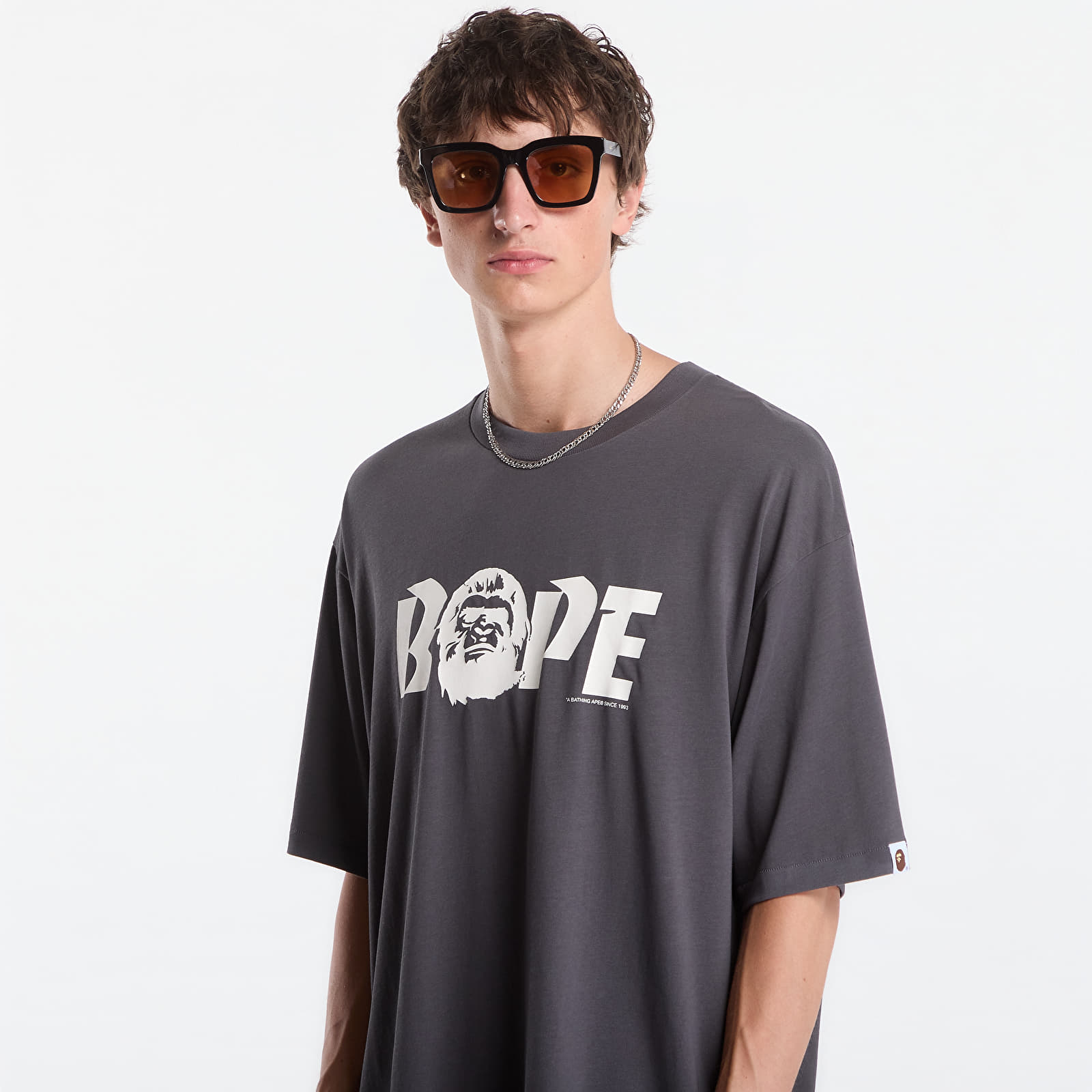 T-shirts A Bathing Ape Bape Logo Relaxed Fit Tee UNISEX Charcoal