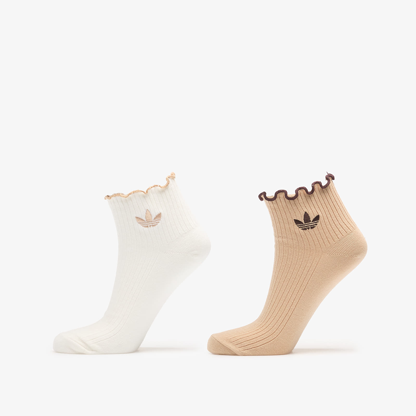 Men's socks adidas Ruffle Quarter Socks Off White/ Magic Beige/ Aurora Coffee