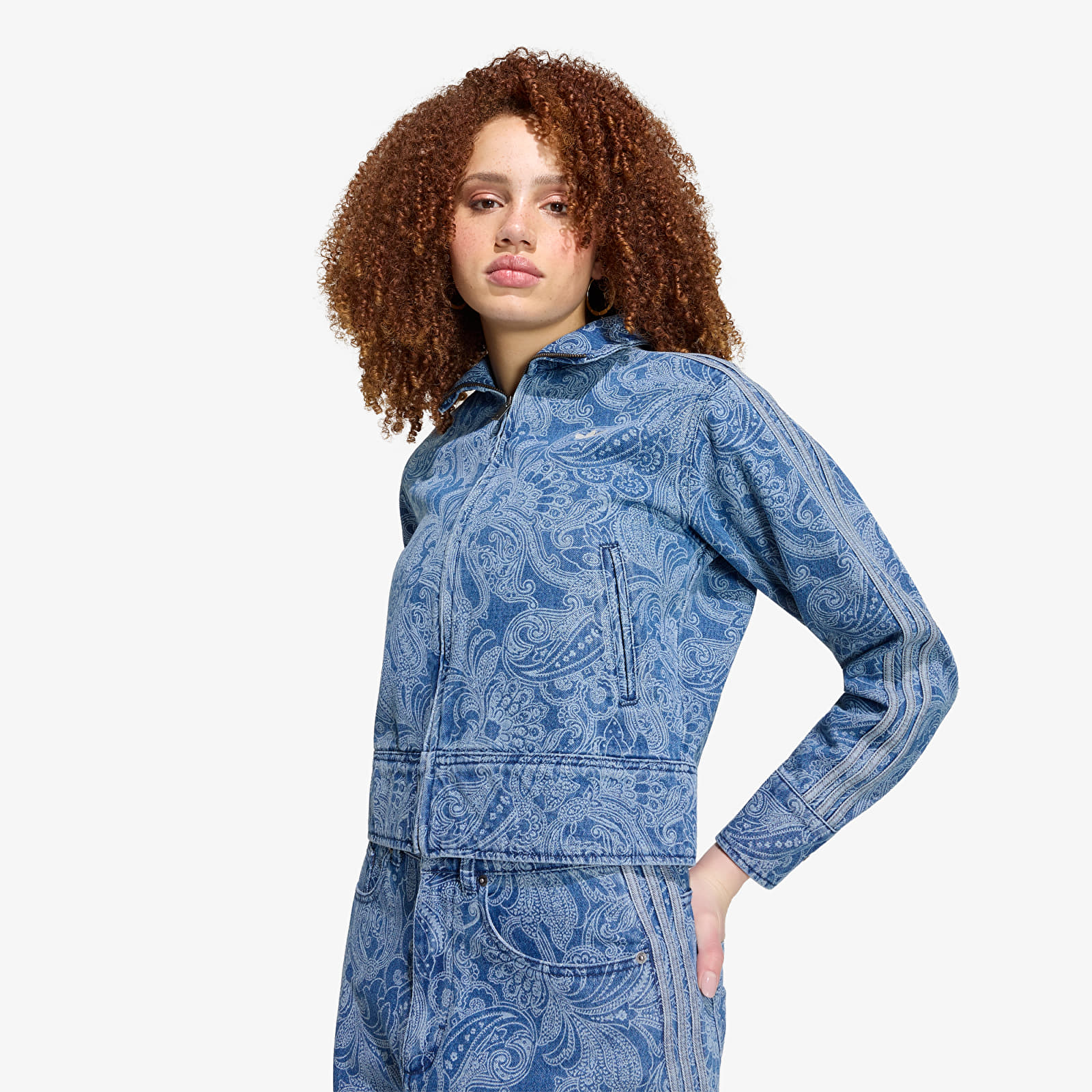 Jackets adidas Liberty London Firebird Denim Tracktop Medium Vintage Denim/ Light Denim