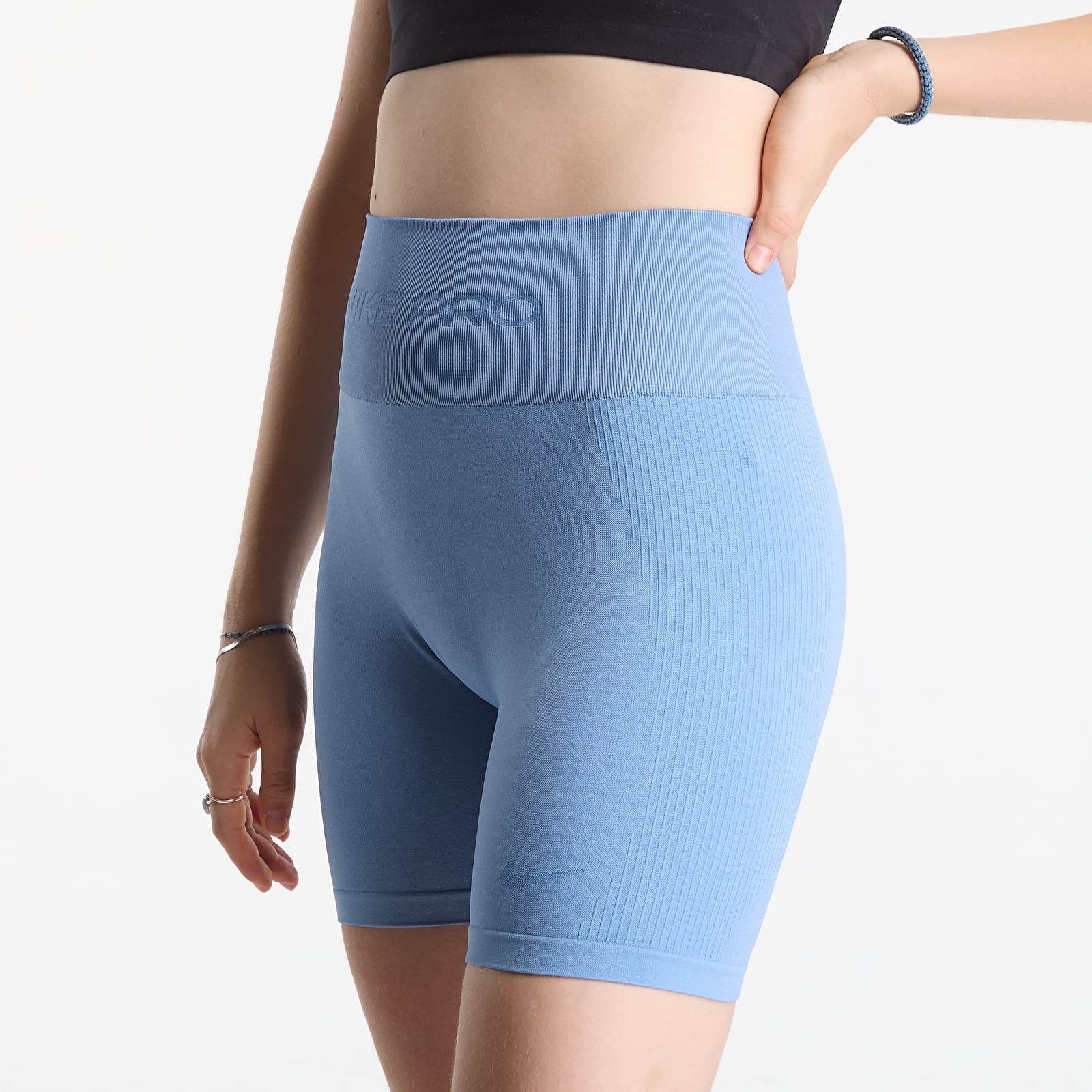 Shorts Nike Pro Seamless Women's Dri-FIT High-Waisted 5" Biker Shorts Work Blue