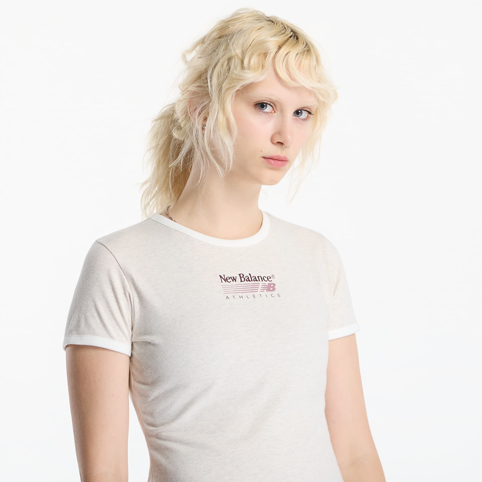 Dames T-shirts New Balance Trackside Ringer T-Shirt Linen Heather