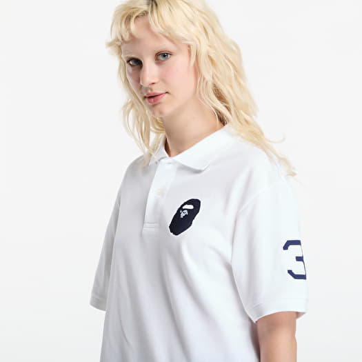 A Bathing Ape Large Ape Head Relaxed Fit Polo UNISEX White | Footshop