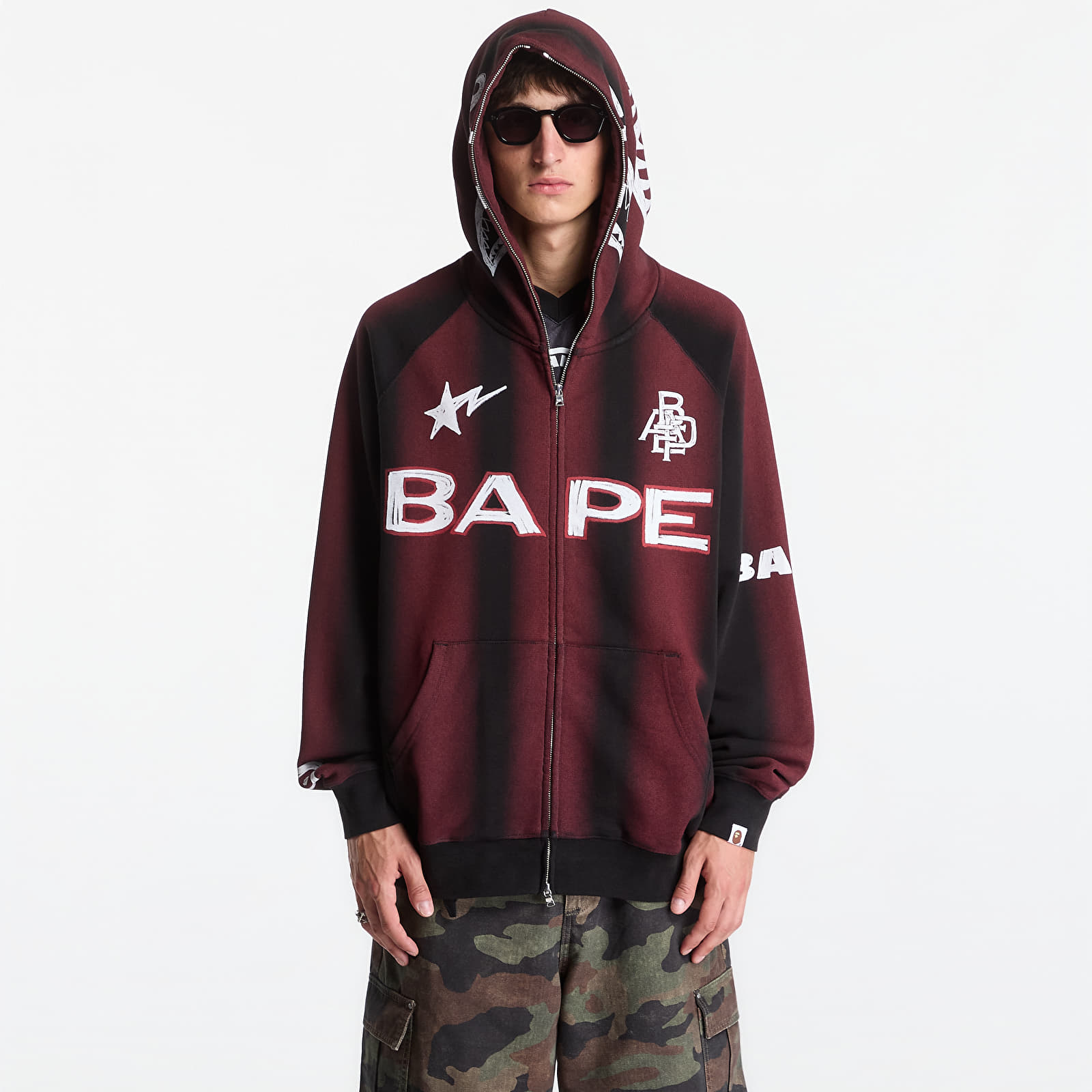 Hoodies and sweatshirts  A Bathing Ape Hand Draw Football Shark Relaxed Fit Full Zip Hoodie UNISEX Black