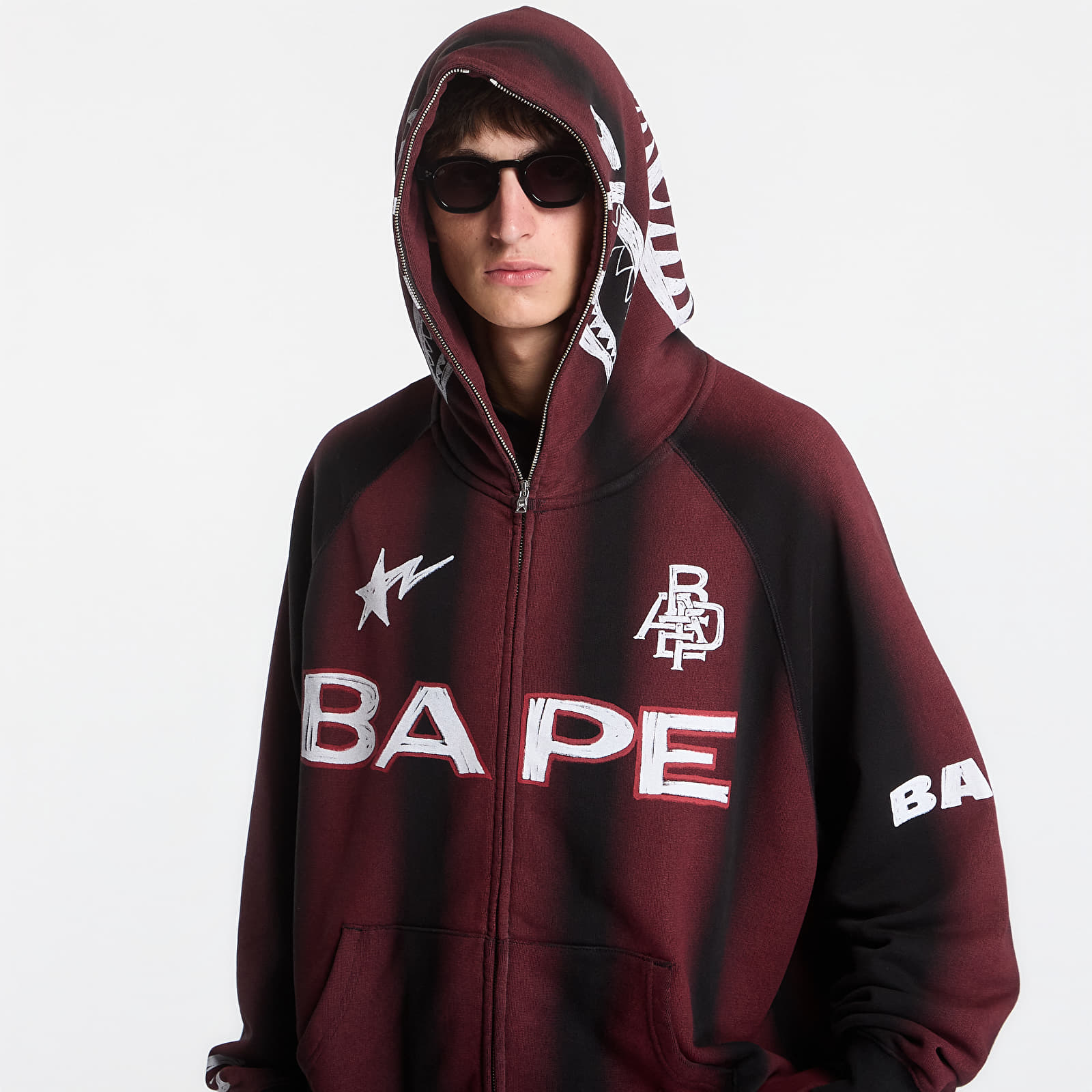 Hoodies and sweatshirts  A Bathing Ape Hand Draw Football Shark Relaxed Fit Full Zip Hoodie UNISEX Black