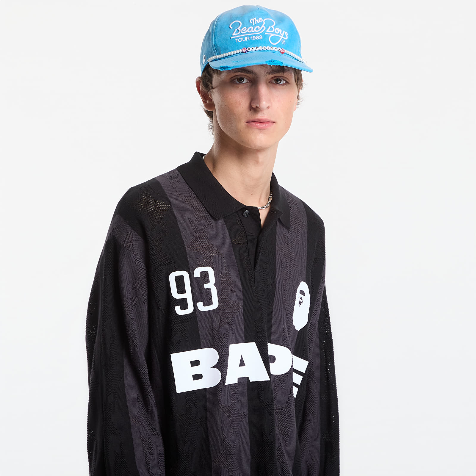 T-shirts  A Bathing Ape Sta Stripe Pattern Jacquard Multi Logo Relaxed Fit Ls Tee UNISEX Black