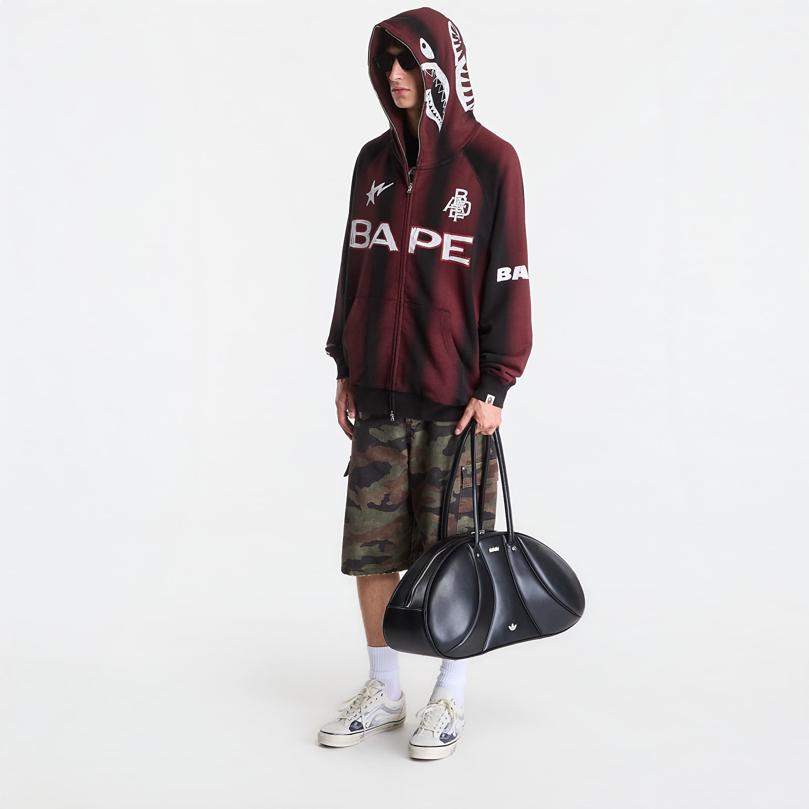 Hoodies and sweatshirts  A Bathing Ape Hand Draw Football Shark Relaxed Fit Full Zip Hoodie UNISEX Black