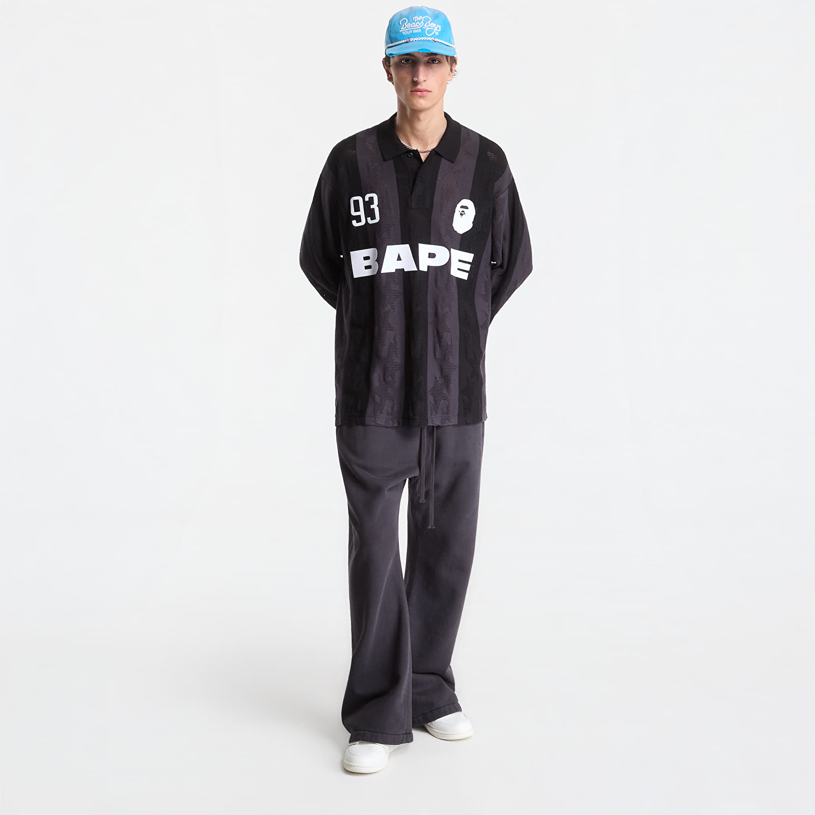 T-shirts  A Bathing Ape Sta Stripe Pattern Jacquard Multi Logo Relaxed Fit Ls Tee UNISEX Black