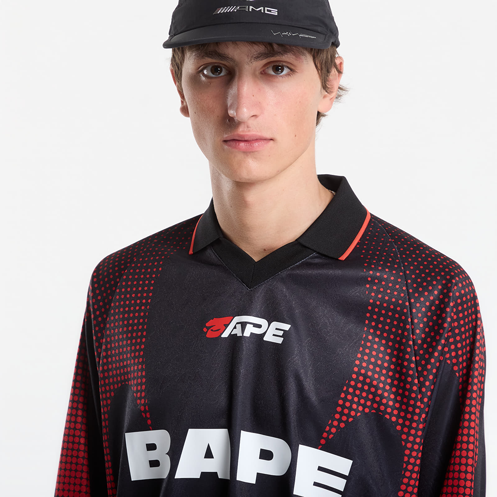 Jerseys A Bathing Ape Ape Flame Monogram Jacquard Logo Relaxed Fit Football Jersey UNISEX Black
