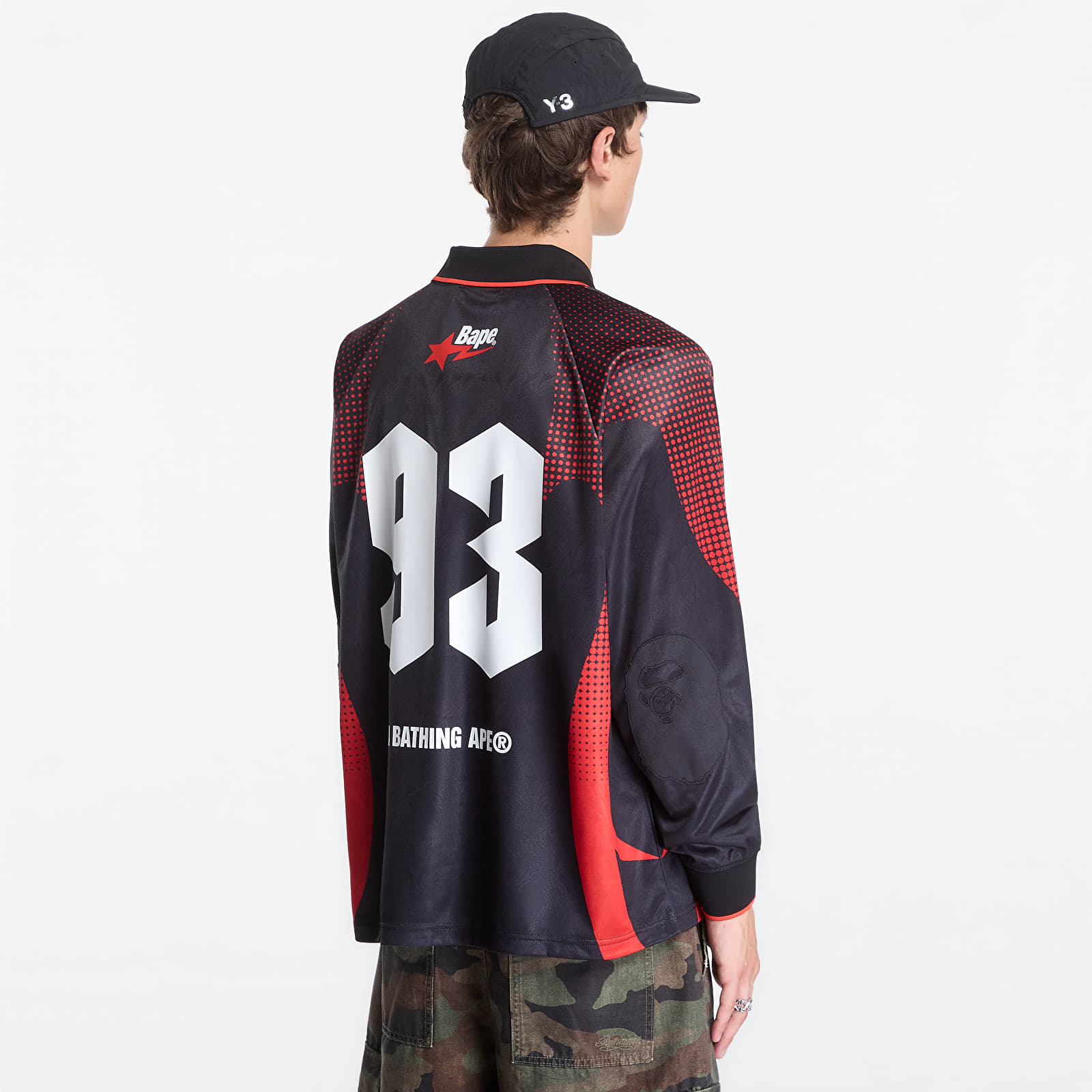 Jerseys A Bathing Ape Ape Flame Monogram Jacquard Logo Relaxed Fit Football Jersey UNISEX Black