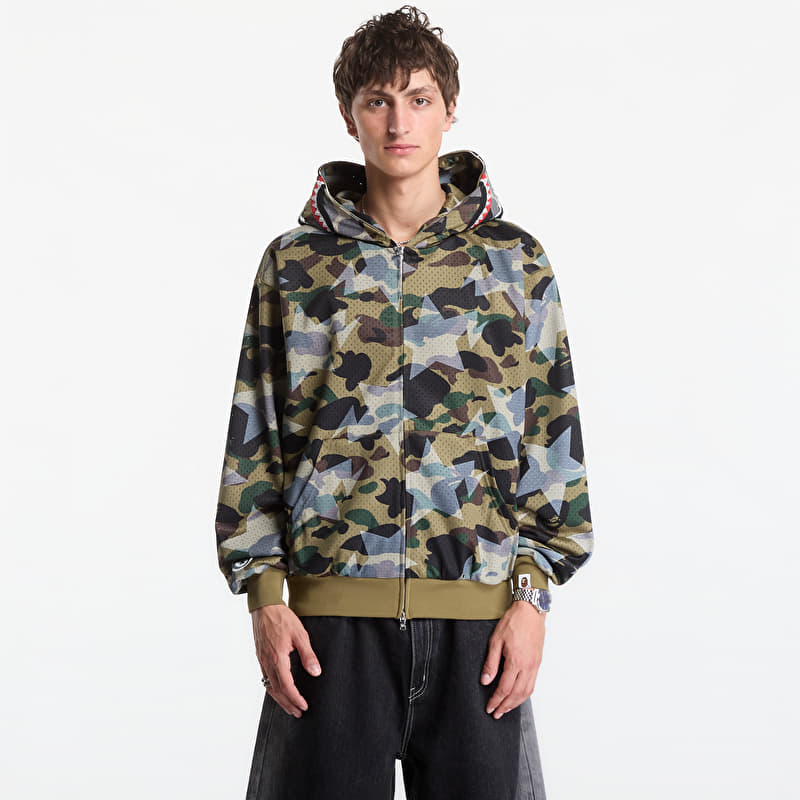 Світшот A Bathing Ape Sta Over Print 1st Camo Mesh Shark Cropped Fit Full Zip Hoodie UNISEX Green