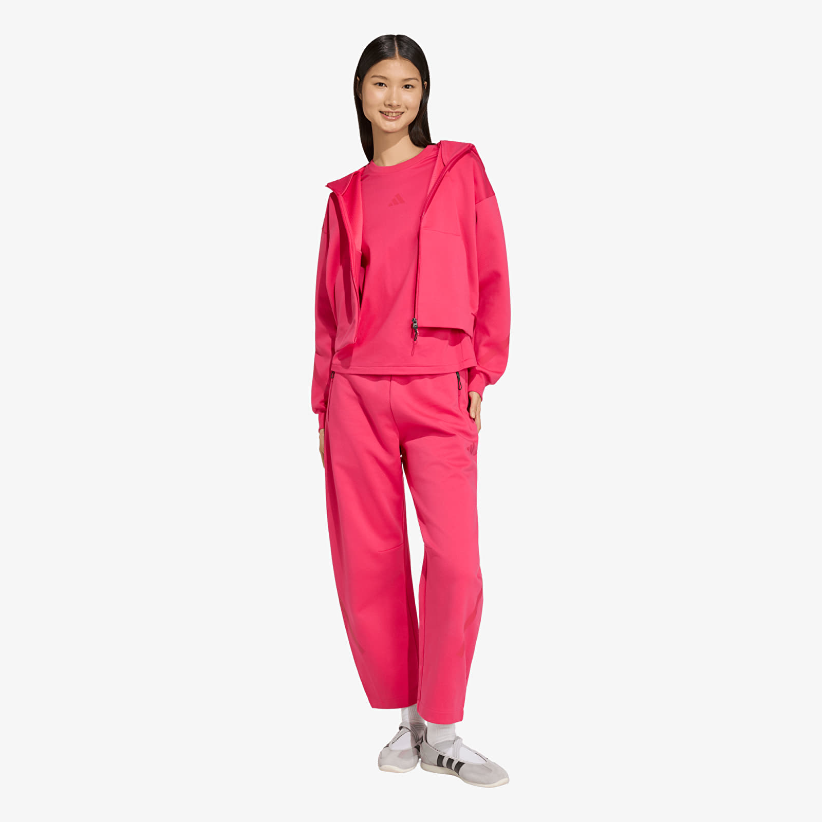 Női kapucnis pulcsik adidas Z.N.E. Cropped Full Zip Power Pink