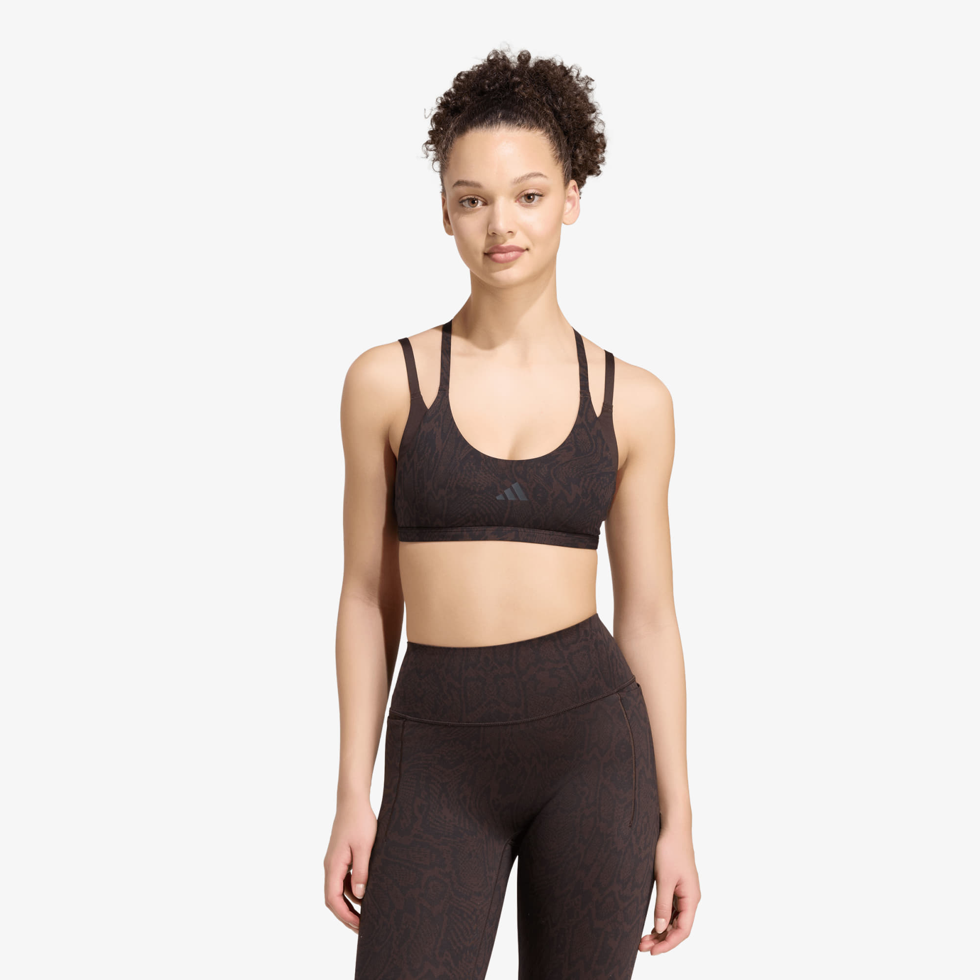 Сутиени adidas Optime Workout Snake Strappy Light Support Bra Aurora Coffee/ Black M