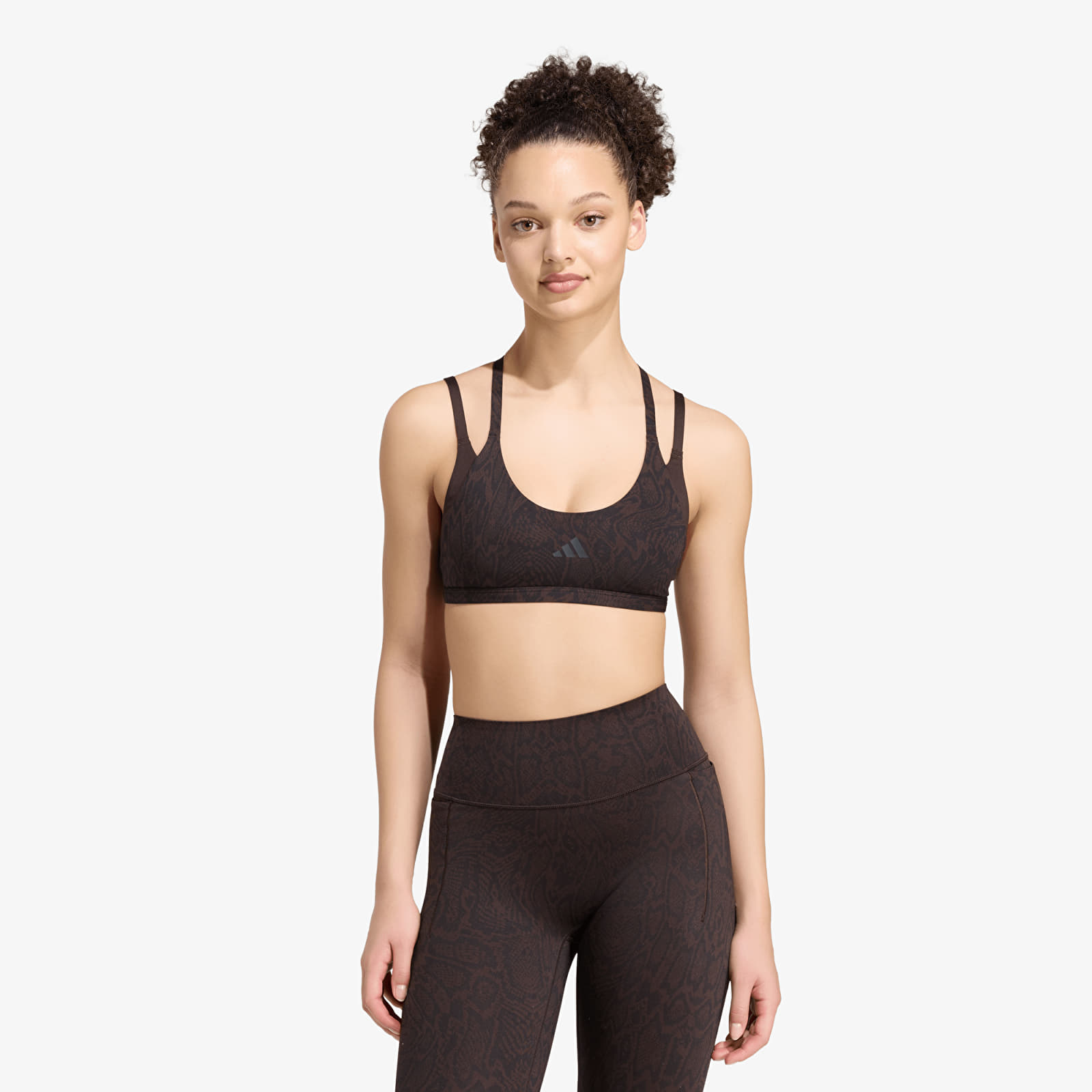 Women's bras adidas Optime Workout Snake Strappy Light Support Bra Aurora Coffee/ Black