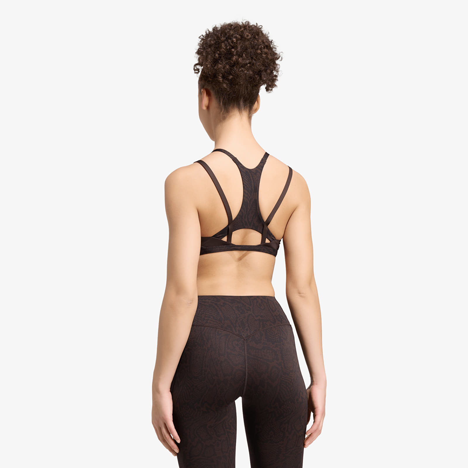 Women's bras adidas Optime Workout Snake Strappy Light Support Bra Aurora Coffee/ Black