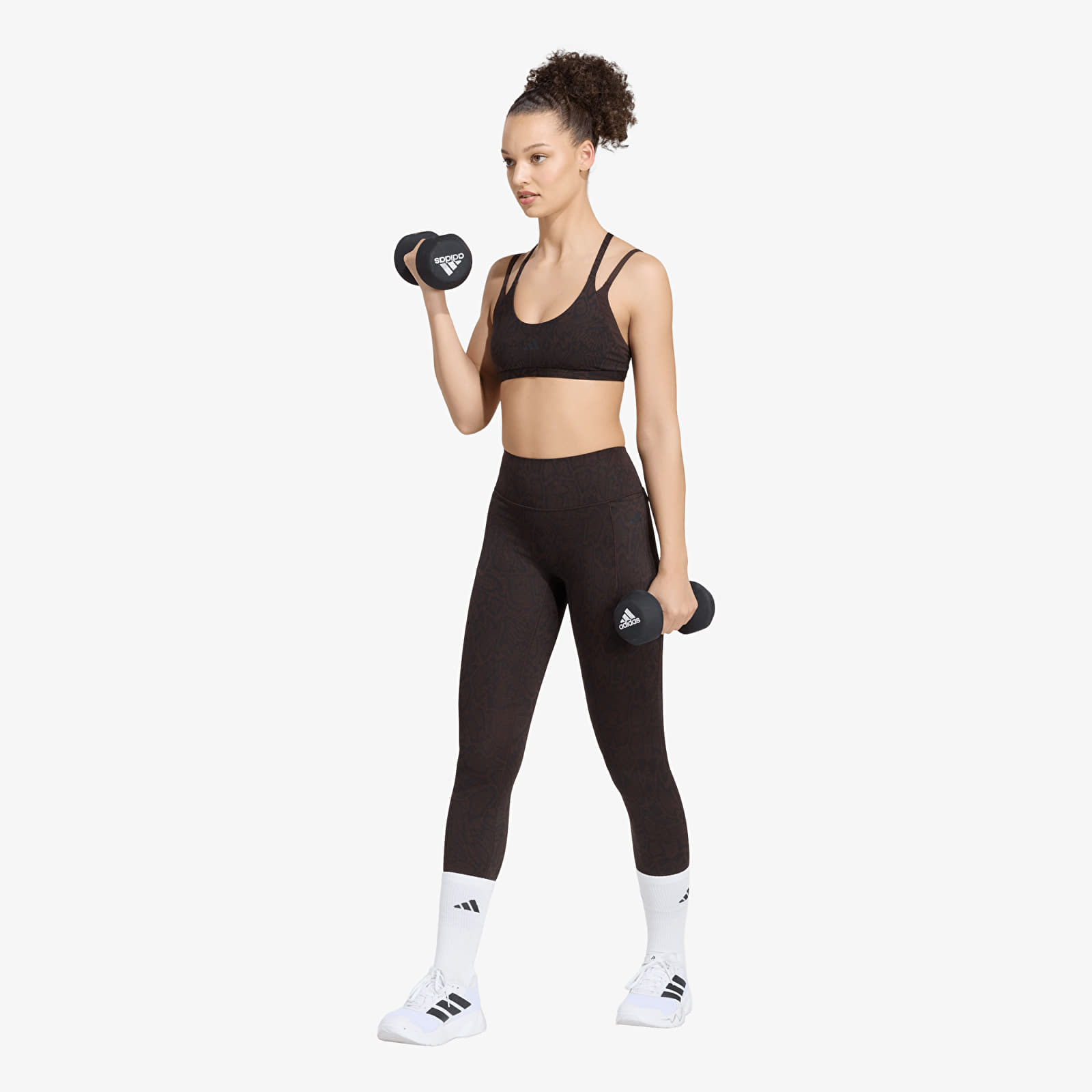 Women's bras adidas Optime Workout Snake Strappy Light Support Bra Aurora Coffee/ Black
