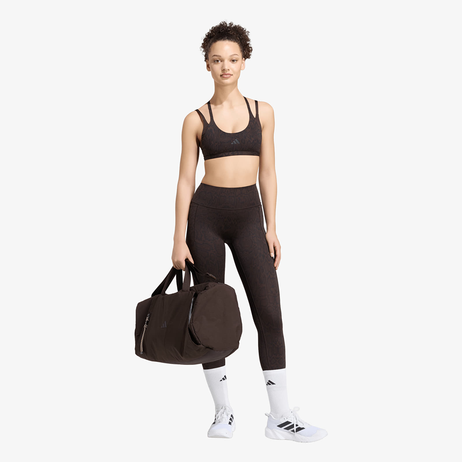 Women's bras adidas Optime Workout Snake Strappy Light Support Bra Aurora Coffee/ Black