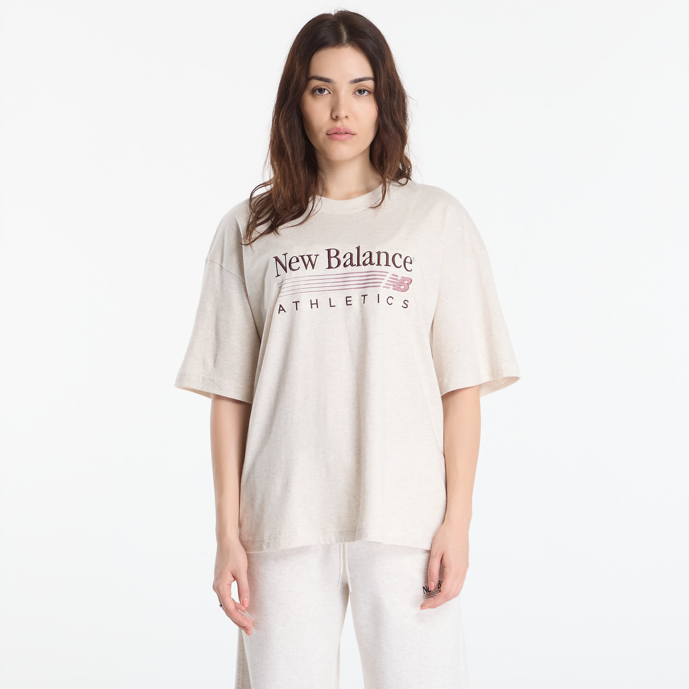 Тениска New Balance Trackside Oversized T-Shirt Linen Heather S