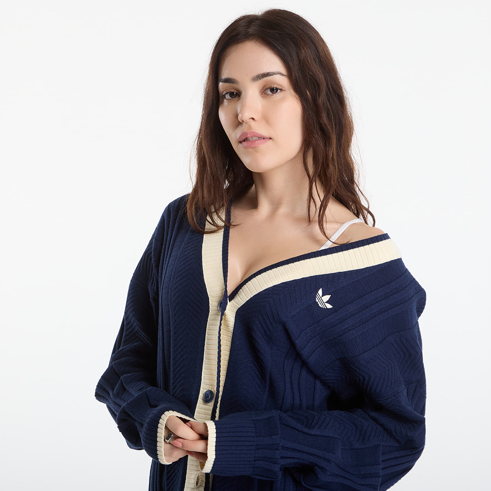 Gilets adidas Cable Knit Cardigan Night Indigo