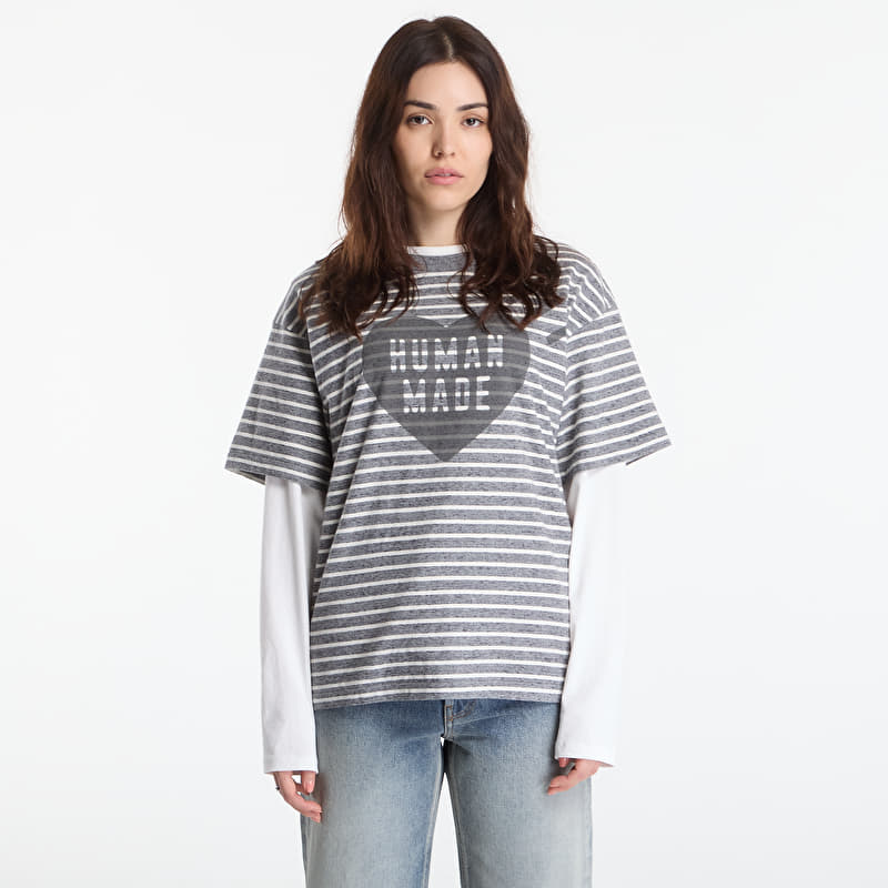 T-Shirt HUMAN MADE Heart Striped T-Shirt UNISEX Gray