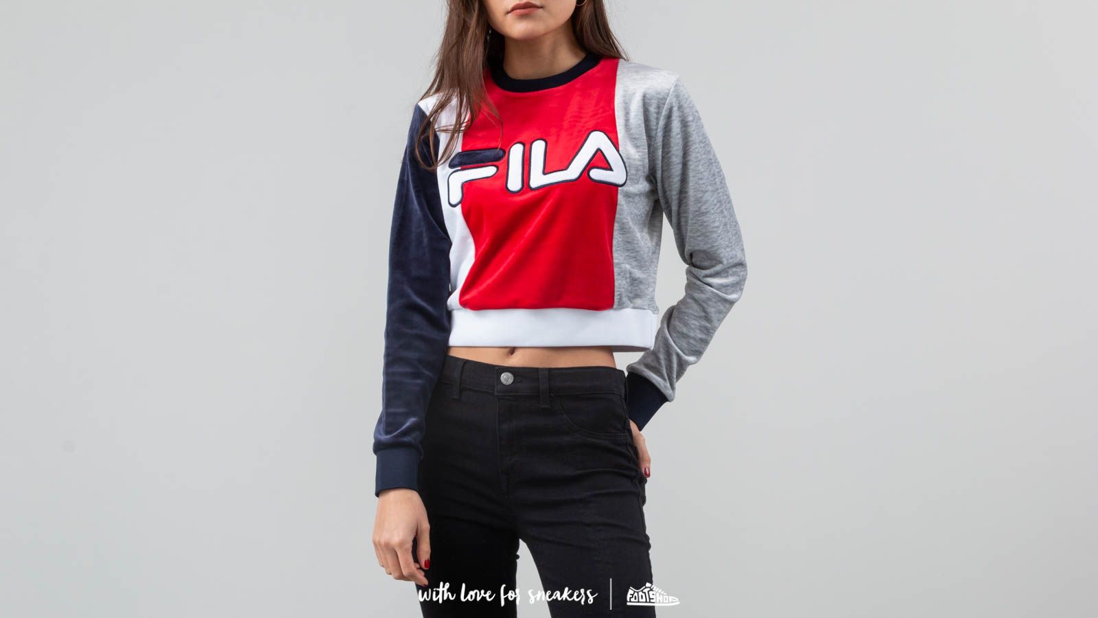 Mikiny FILA Antonietta Crewneck Hoodie Black Line