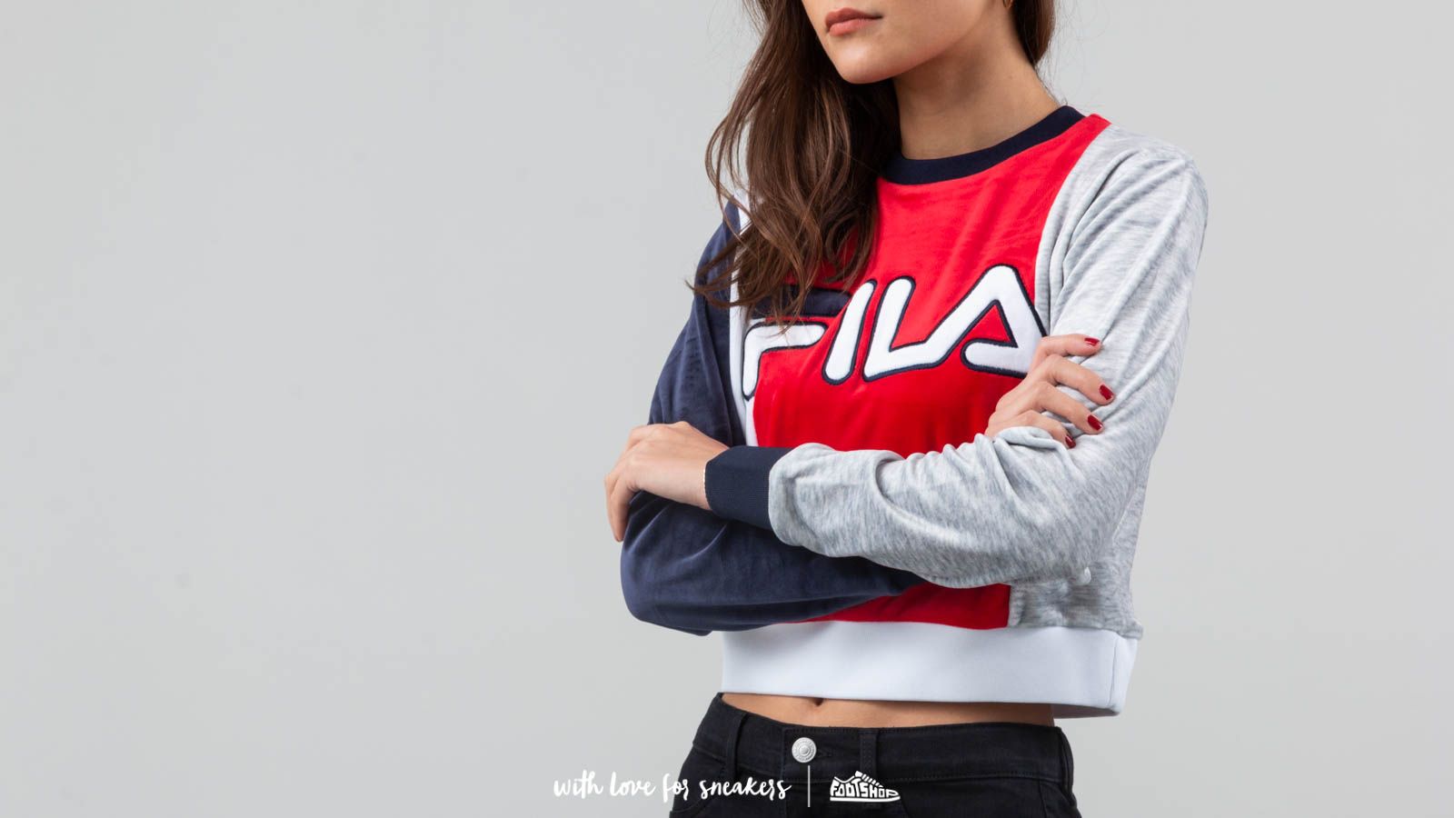 Mikiny FILA Antonietta Crewneck Hoodie Black Line