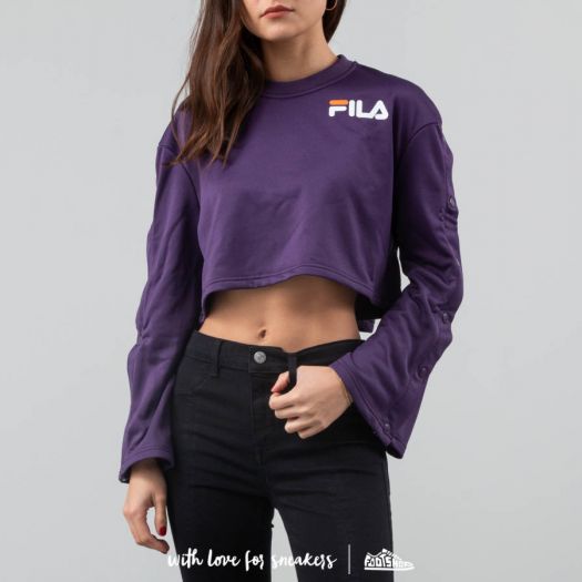 Hoodies and sweatshirts FILA Aurora Flared Snap Sleeve Crop Navy Cosmos |  Footshop