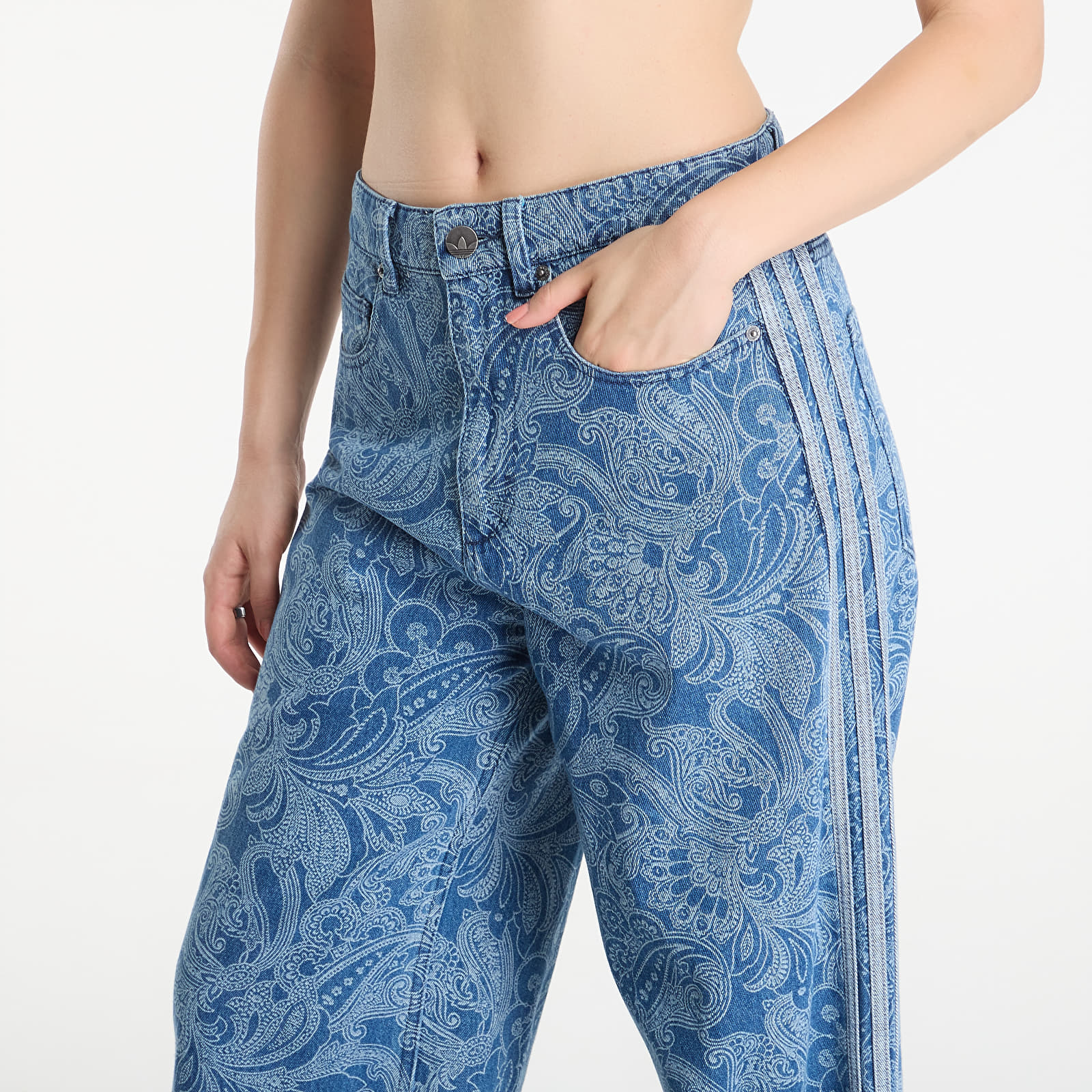 Spijkerbroeken adidas Liberty London Firebird Mid Rise Straight Denim Pant Medium Vintage Denim/ Light Denim