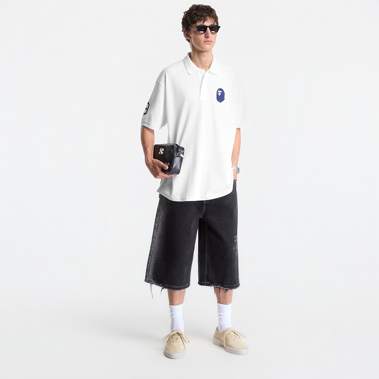 T-shirts A Bathing Ape Large Ape Head Relaxed Fit Polo UNISEX White