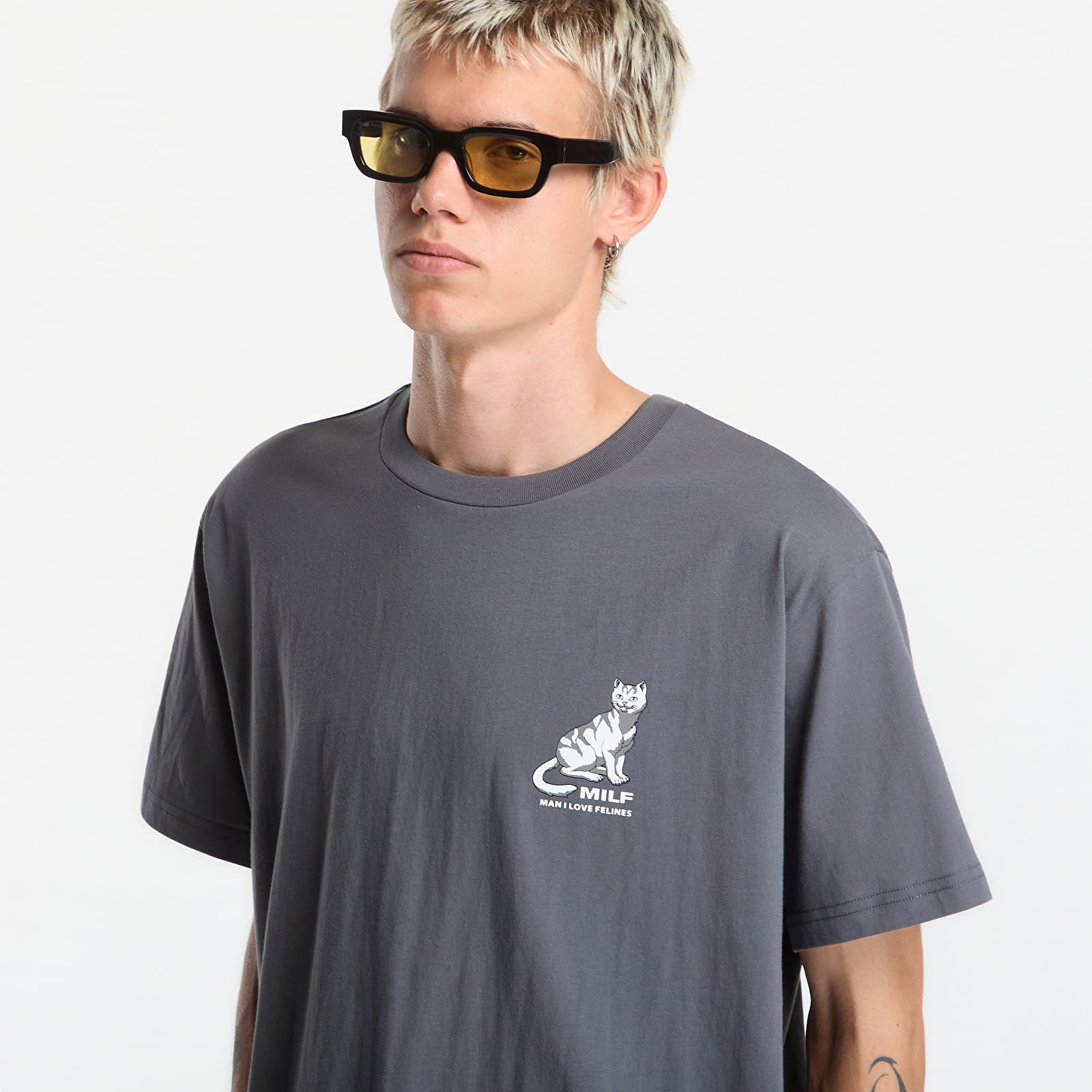 T-shirts RIPNDIP Man I Love Felines Tee Charcoal