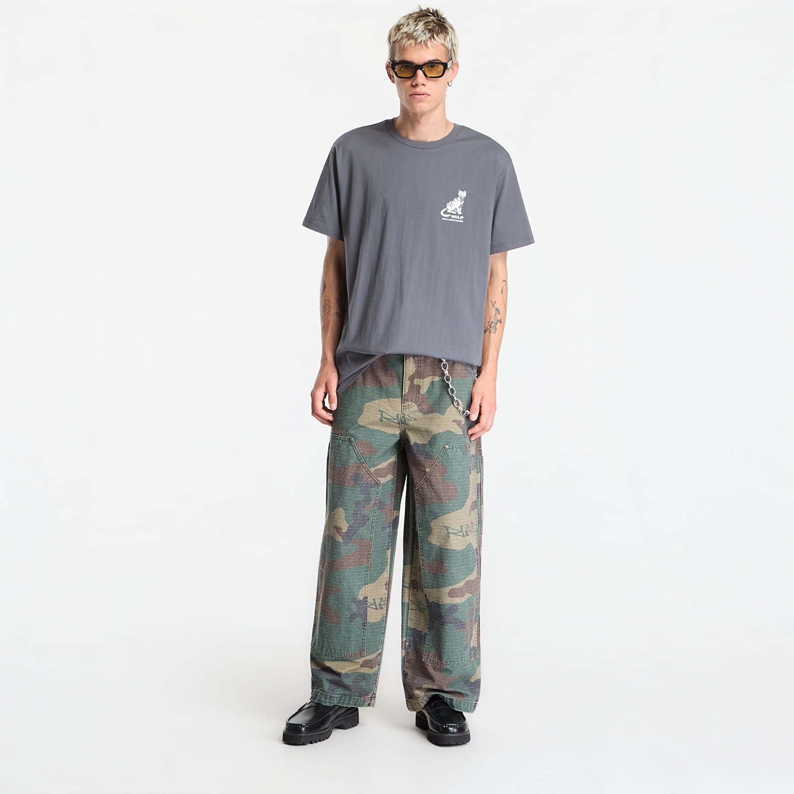 T-shirts RIPNDIP Man I Love Felines Tee Charcoal