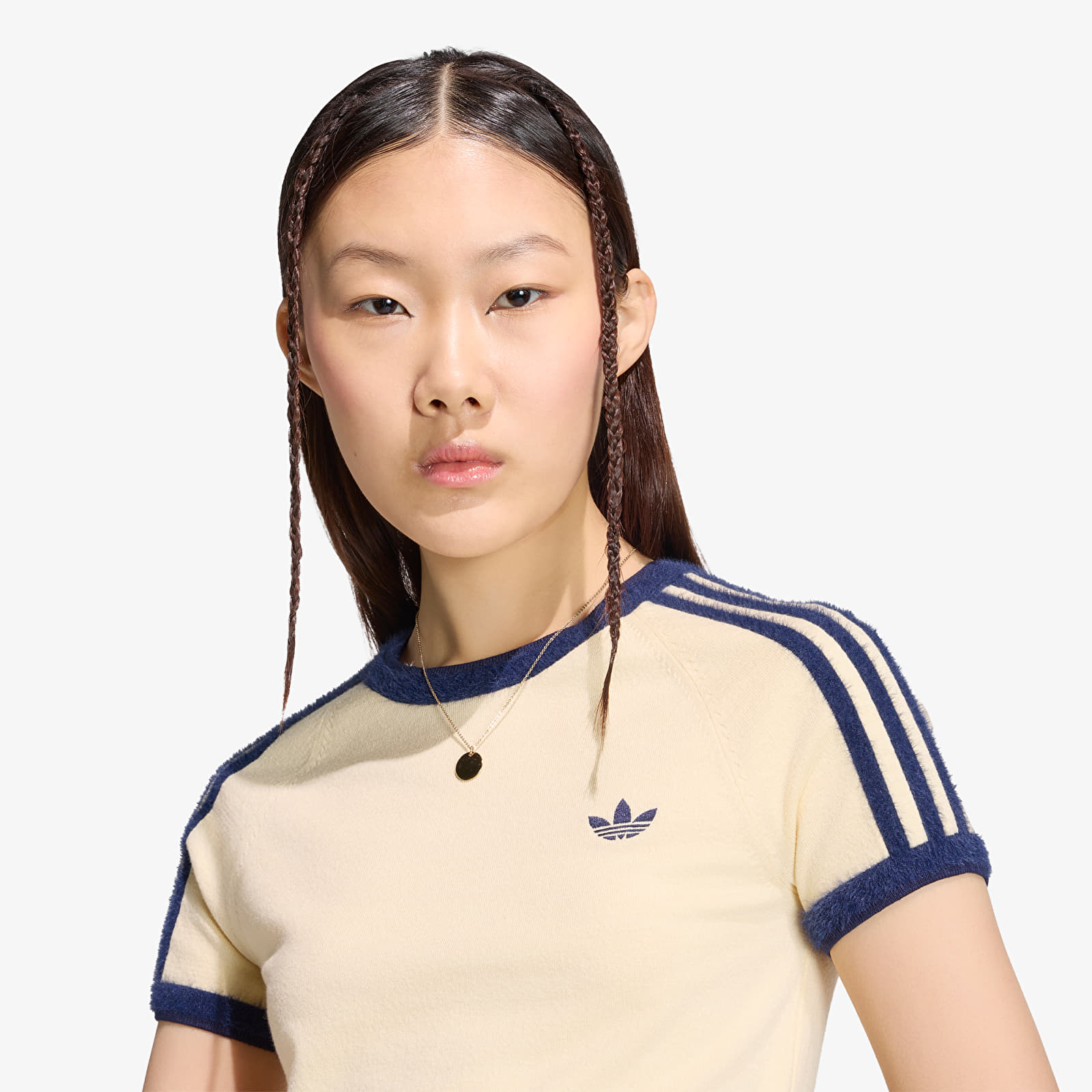Women's T-shirts adidas Knitted T-shirt Warm Vanilla/ Night Indigo