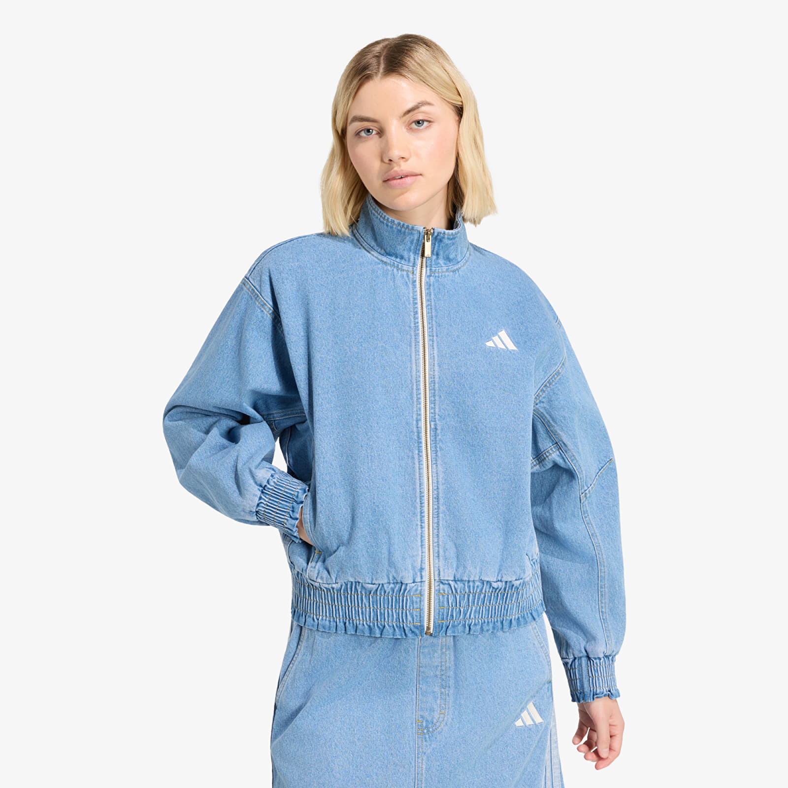 Γυναικεία σακάκια adidas Stadium Washed Denim Loose Fit Jacket Crystal Sky