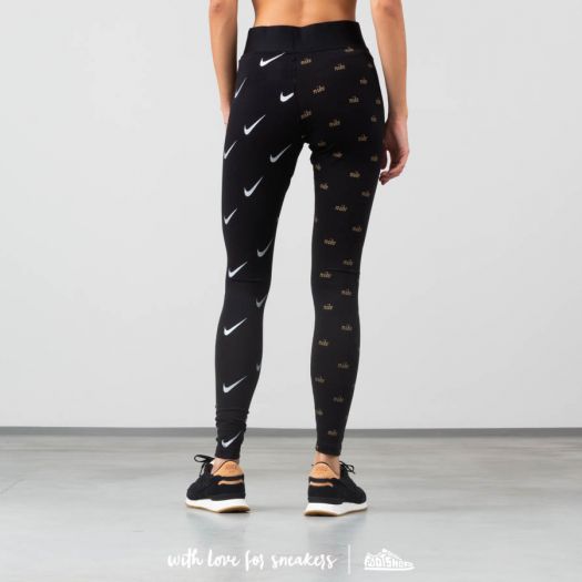 nike leggings in black with swoosh print