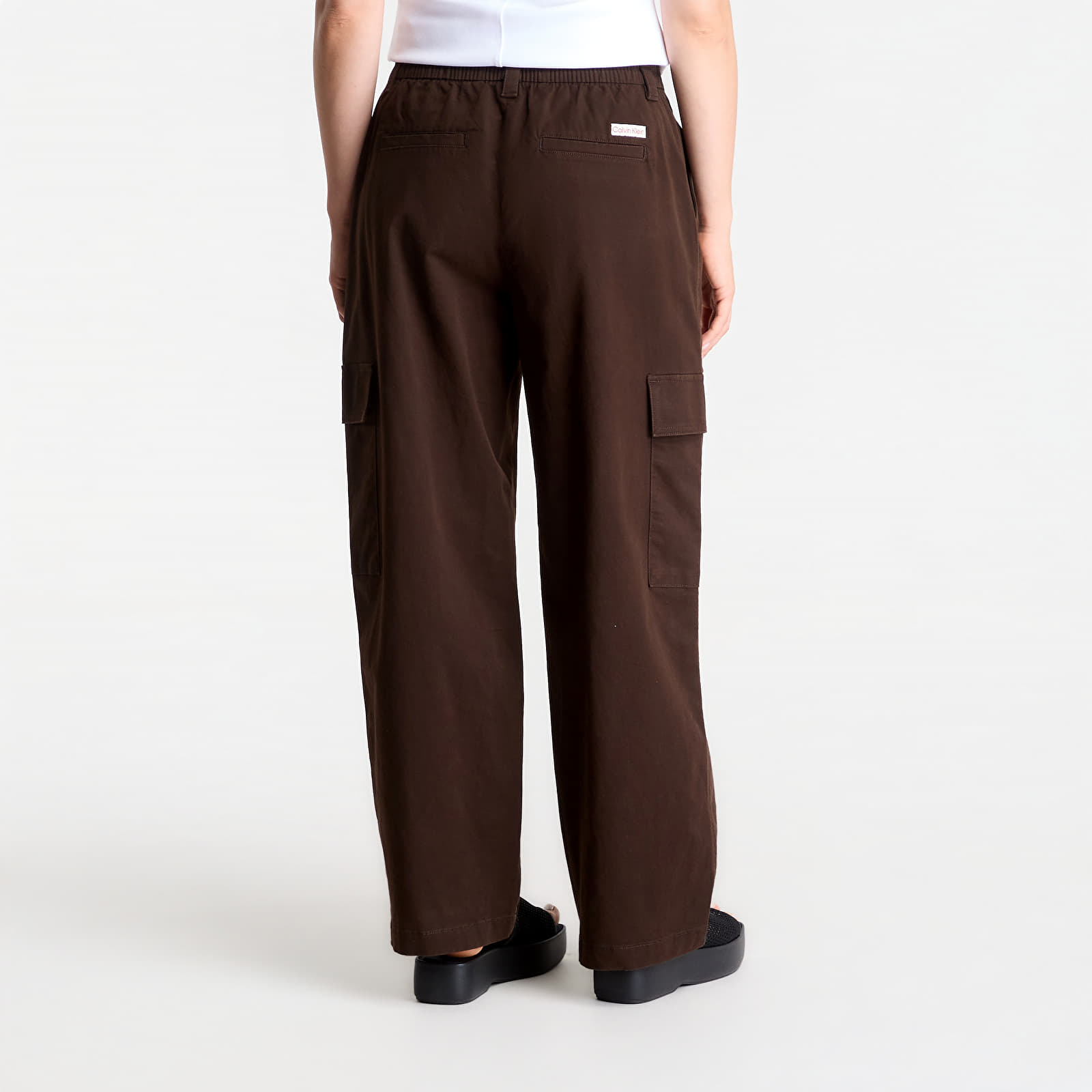 Dámské kalhoty Calvin Klein Jeans Cotton Ewaist Cargo Pant Dark Coffee