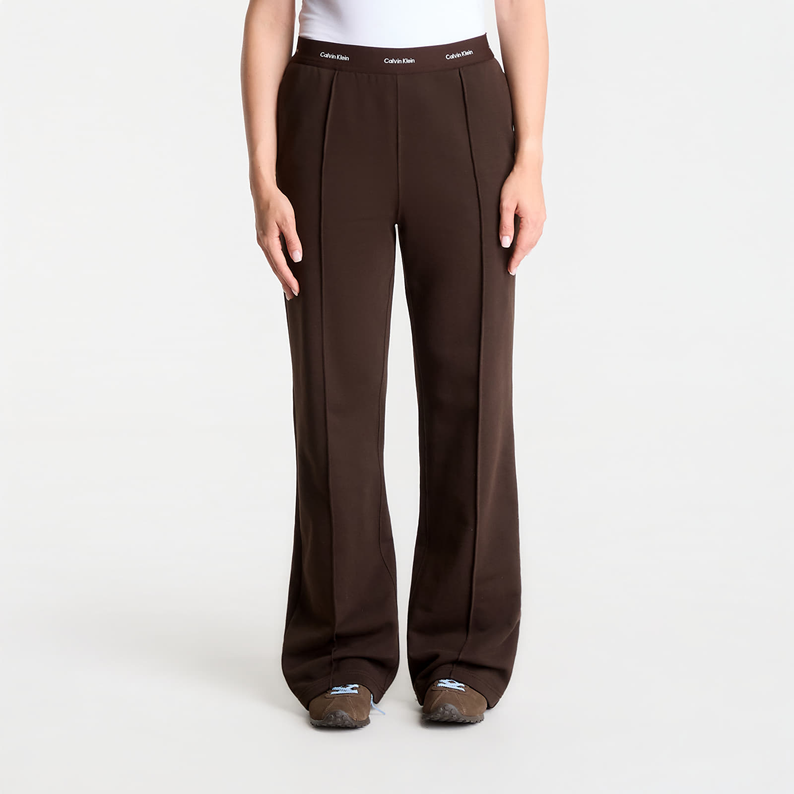 Moteriškos sportinės kelnės Calvin Klein Jeans Terry Logo Waistband Track Pant Dark Coffee