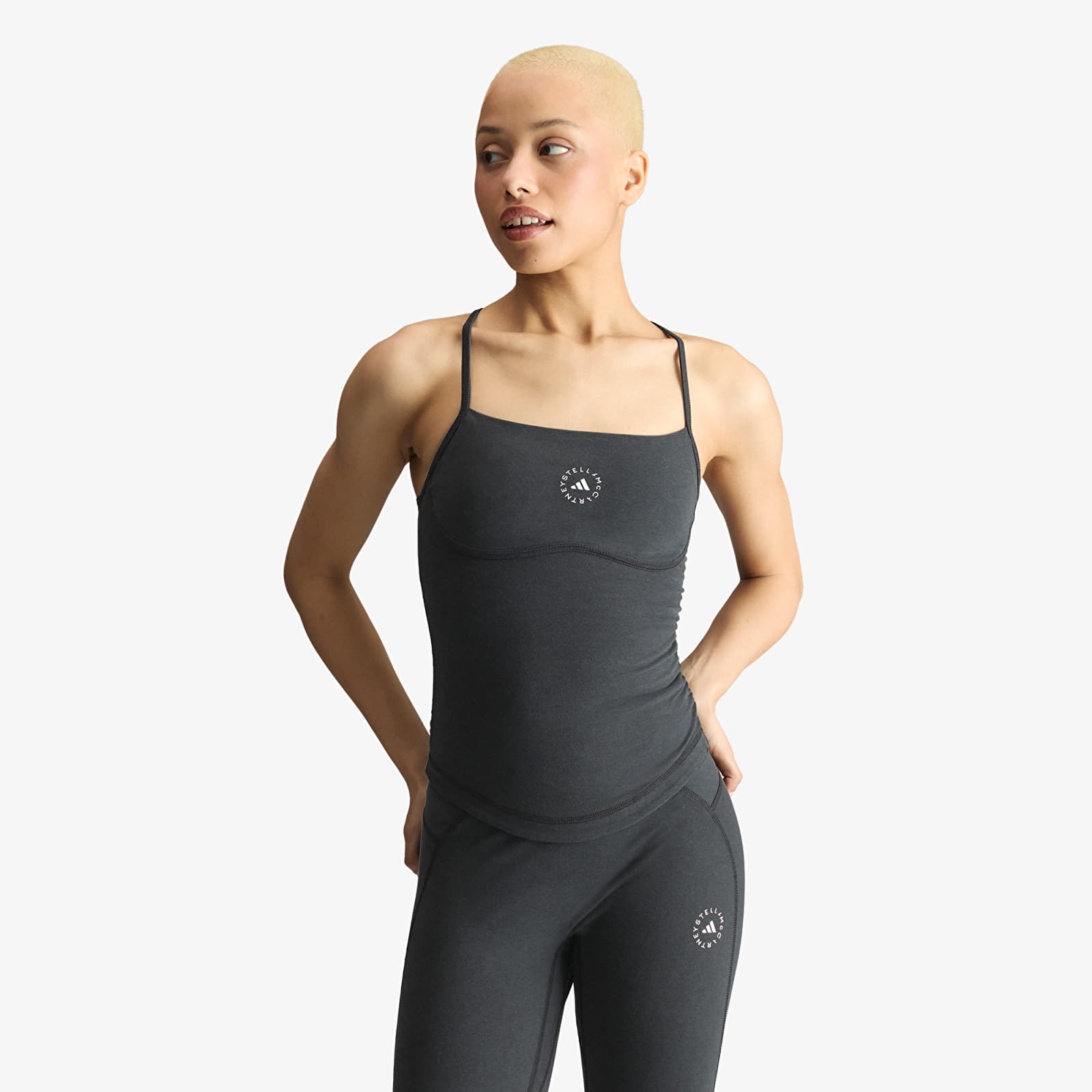 Vests adidas by Stella McCartney Studio Spaghetti Crop Top Black