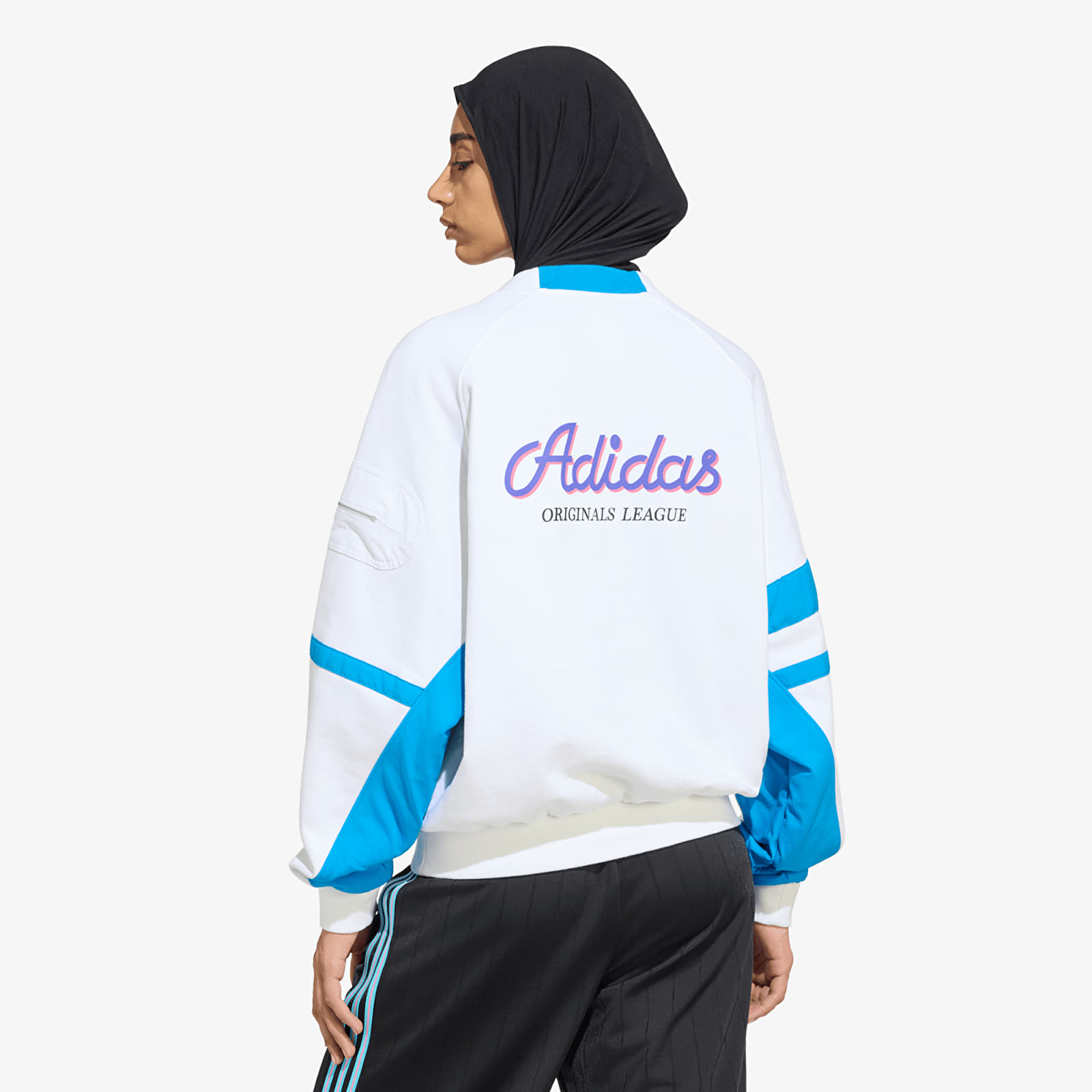 Džemperiai su gobtuvais ir džemperiai adidas Archive Sweater Baseball White/ Bright Blue
