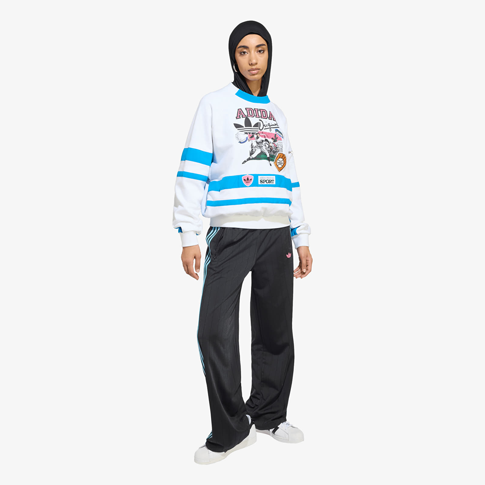 Džemperiai su gobtuvais ir džemperiai adidas Archive Sweater Baseball White/ Bright Blue