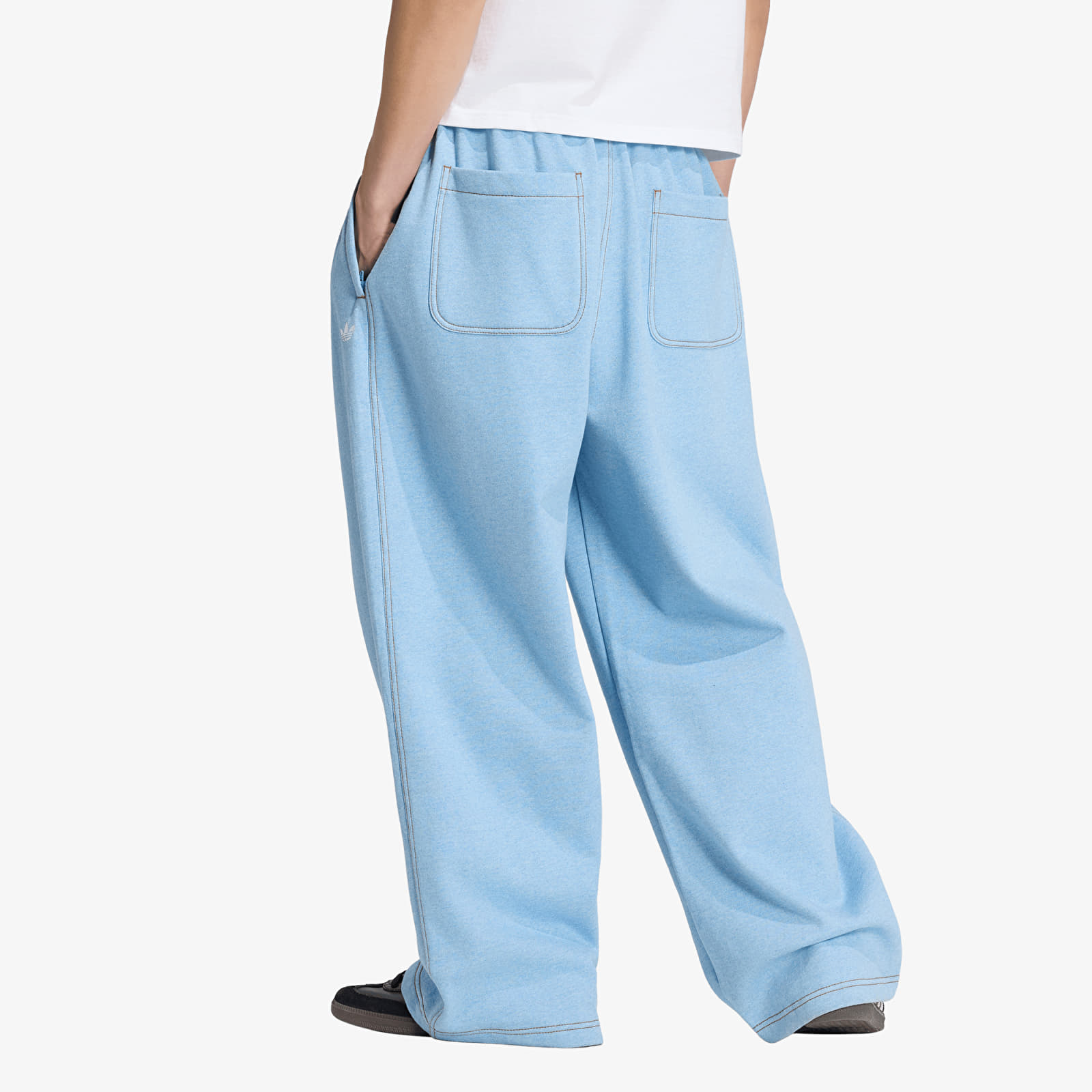 Men's trousers adidas Trefoil Essentials Melange Baggy Open Hem Pants Light Blue Mel