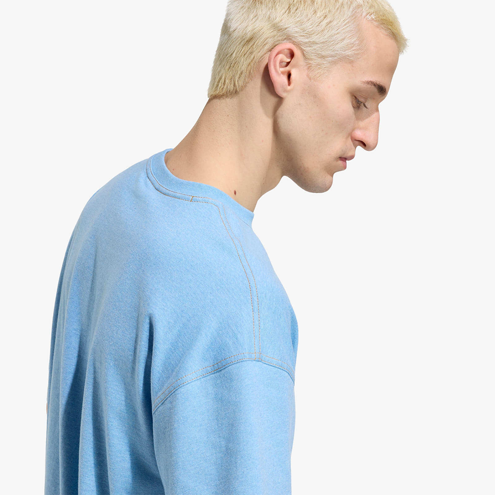 Magliette adidas Trefoil Essentials Melange Loose Cropped TEE Light Blue Mel