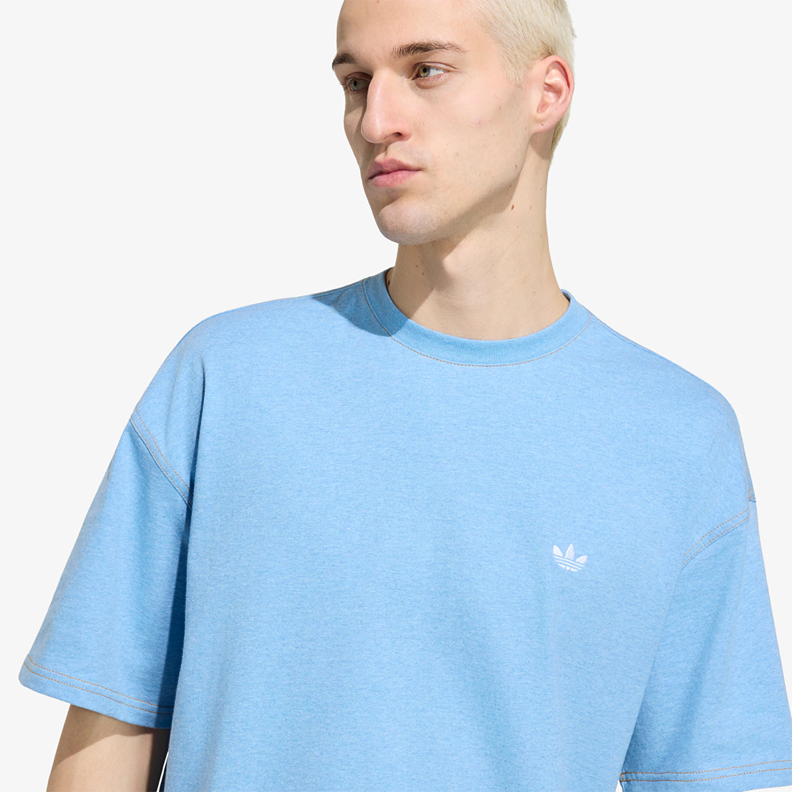 Magliette adidas Trefoil Essentials Melange Loose Cropped TEE Light Blue Mel