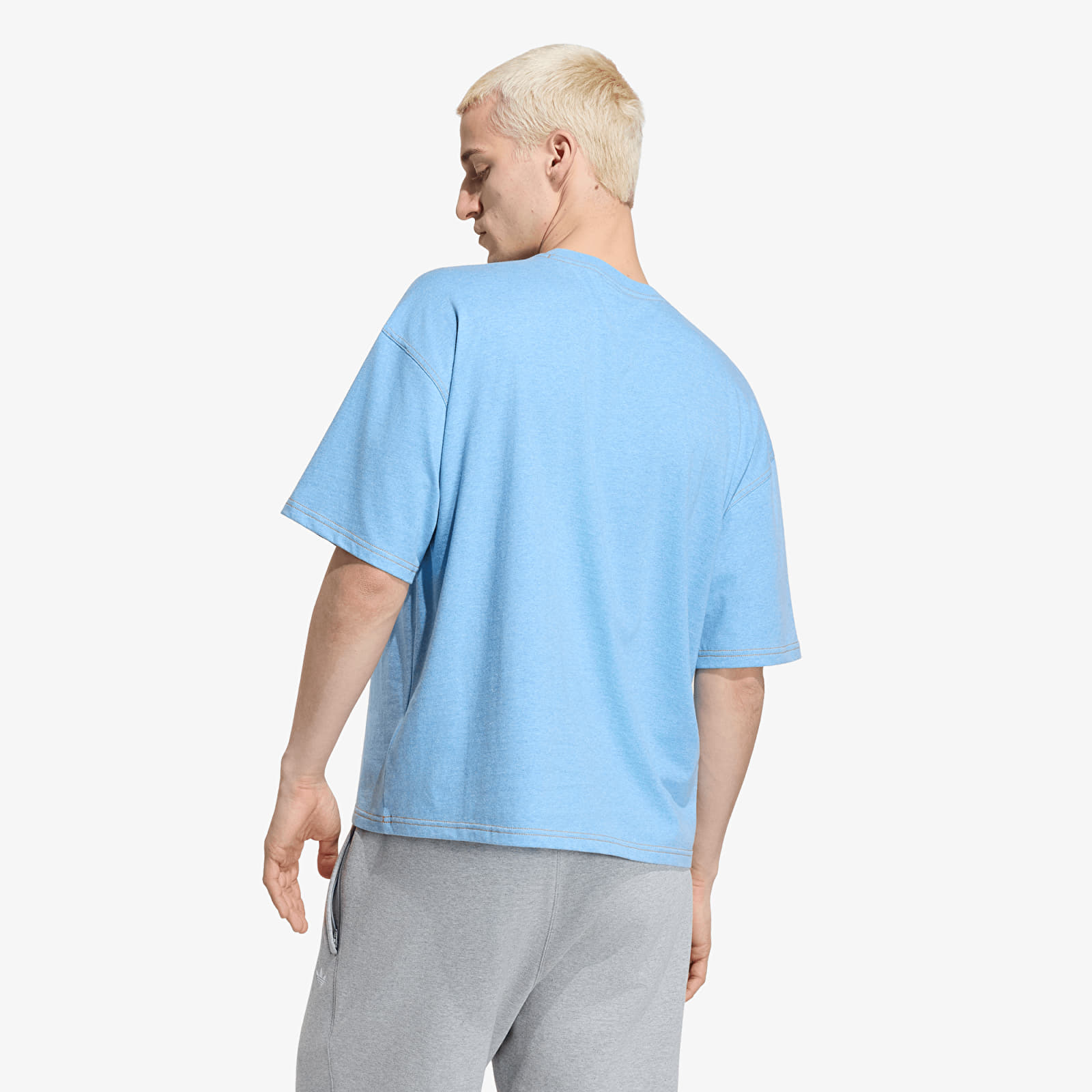 Magliette adidas Trefoil Essentials Melange Loose Cropped TEE Light Blue Mel