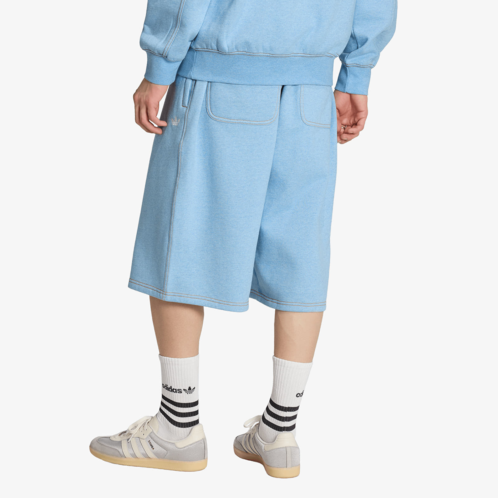 Shorts adidas Trefoil Essentials Melange Shorts Knee-lenght Light Blue Mel