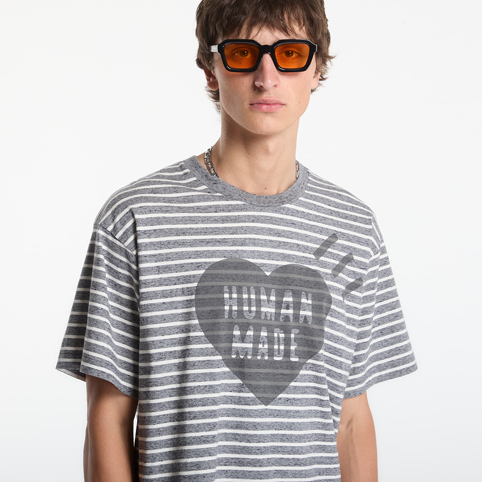 Camisetas HUMAN MADE Heart Striped T-Shirt UNISEX Gray
