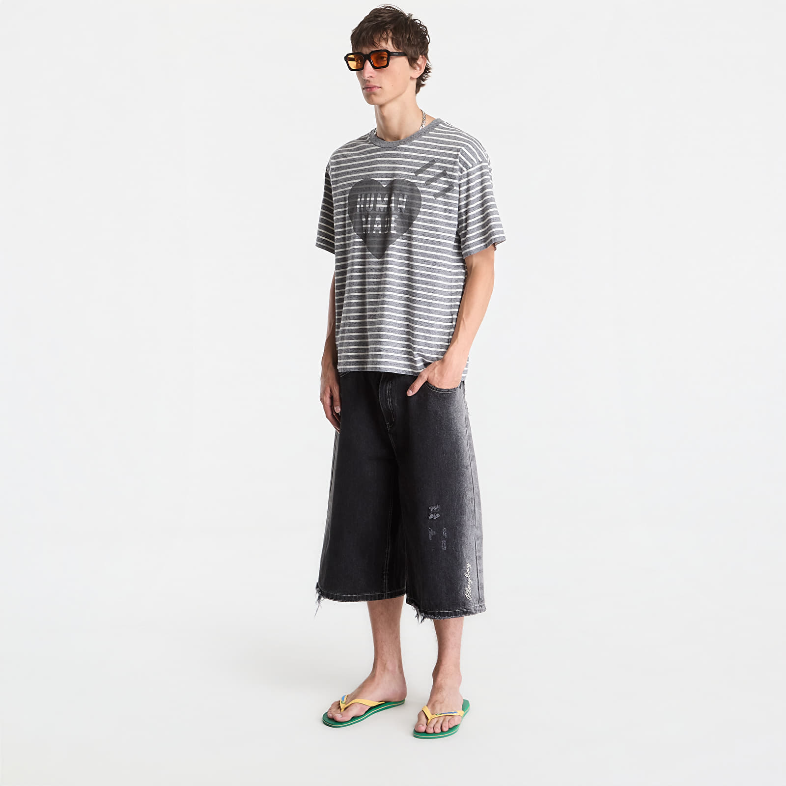 Camisetas HUMAN MADE Heart Striped T-Shirt UNISEX Gray