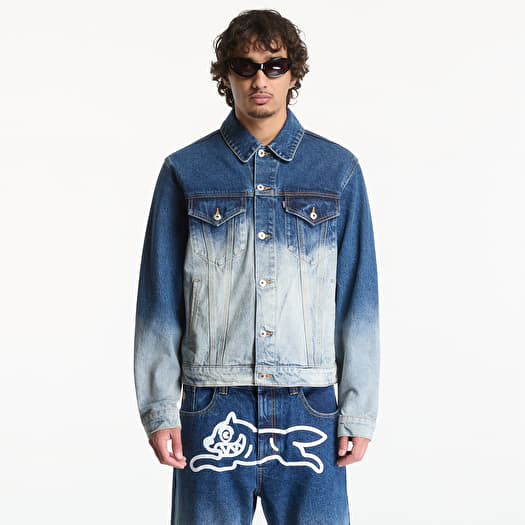 Billionaire Boys Club Icecream Fade Out Running Dog Denim Trucker Jacket Mid Wash Blue
