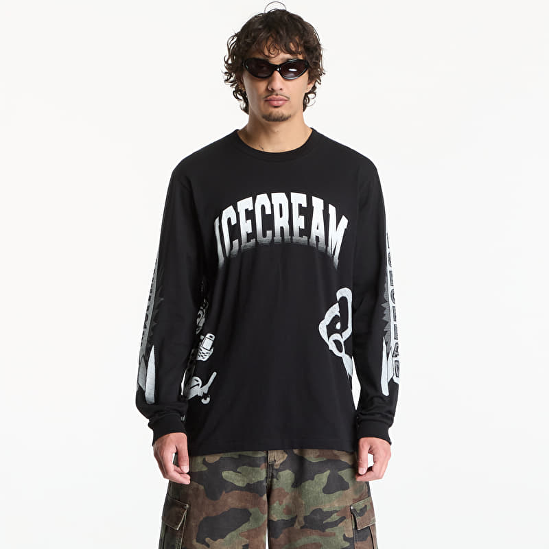 Billionaire Boys Club Icecream Halftone Multi Logo Ls T-Shirt Black